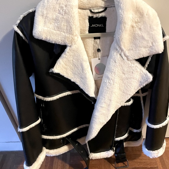 MONKI FAUX LEATHER JACKET new with tags size XS - Picture 11 of 12